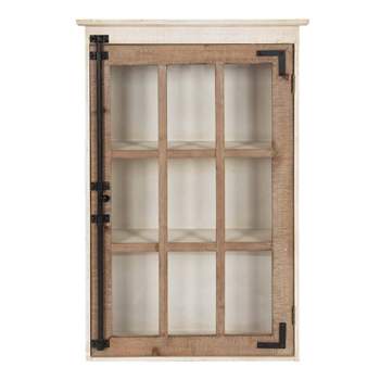 Hutchins Decorative Farmhouse Wood Wall Storage Cabinet Rustic/White - Kate & Laurel All Things Decor