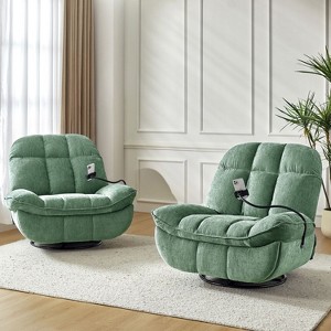 Franco Modern Upholstered Manual Swivel Rocker Recliner with Phone Holder Set of 2 - 1 of 2