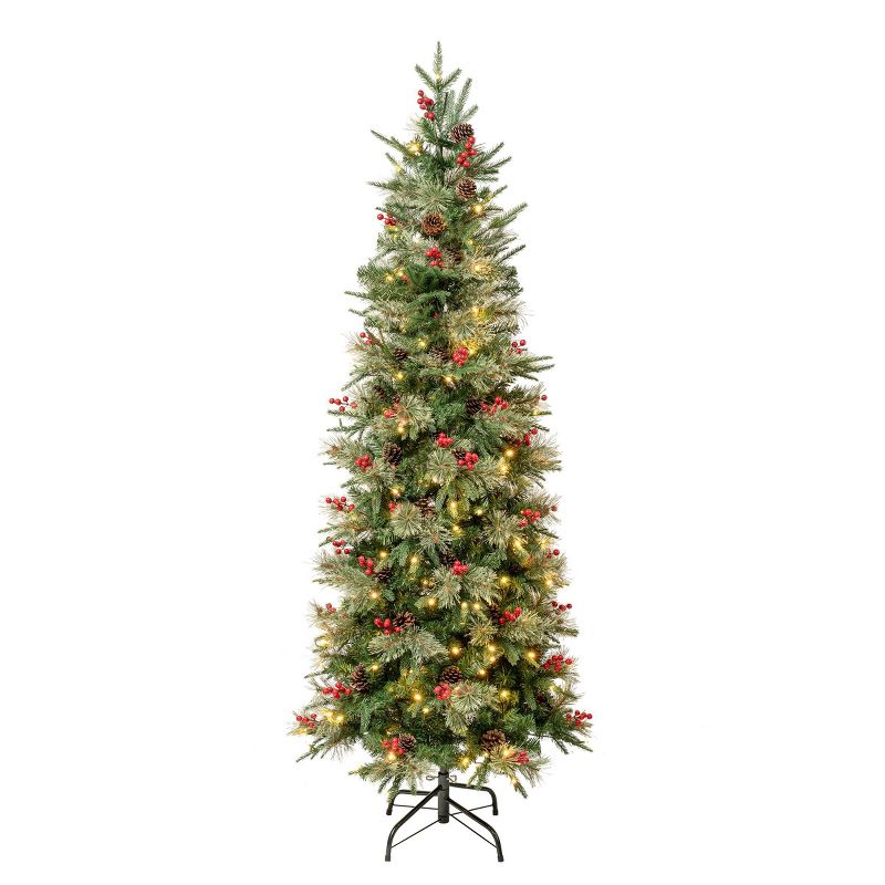 National Tree Company First Traditions Pre-Lit LED Slim Virginia Pine Artificial Christmas Tree Warm White Lights, 1 of 5
