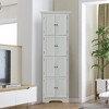 Tall Storage Cabinet with Doors and 4 Shelves for Living Room, Kitchen, Office, Bedroom, Bathroom, Modern, White - 3 of 4