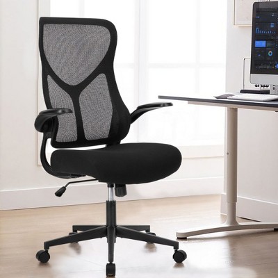 ALEXOUN Mesh Rolling Swivel Task and Office Chairs with Wheels,Flip-up Arms & Adjustable Height Gaming Chairs,Lumbar Support,for Home,Office