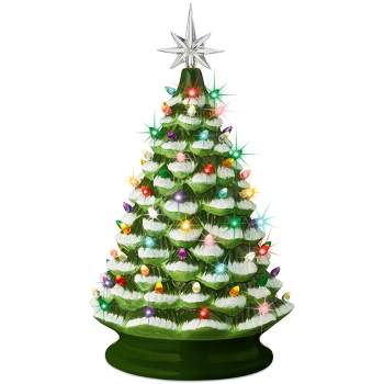 15-Inch Animated Ceramic LED Light Up Christmas Tree Figurine w/ Rotat -  One Holiday Way