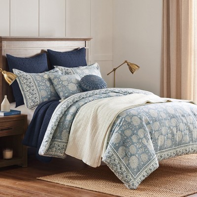Adare Blue Cotton Twin/Twin XL Duvet Cover Set