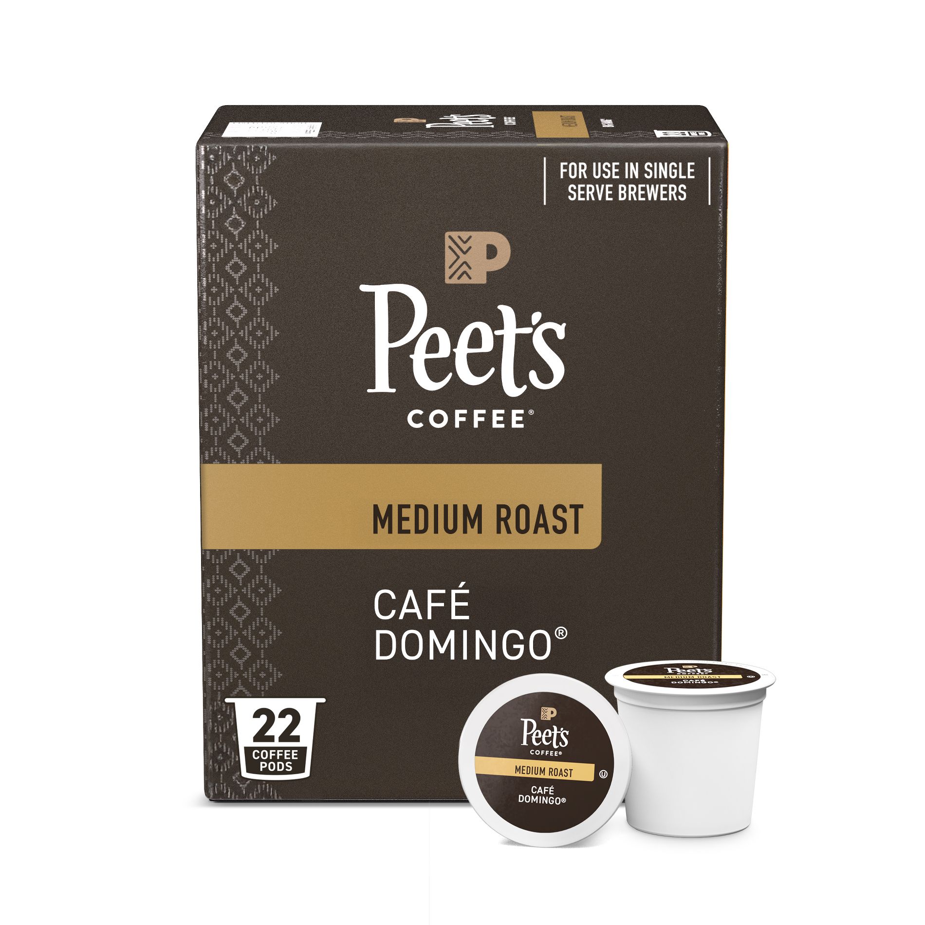 Peet's Coffee Cafe Domingo Medium Roast Single Serve Coffee Pods - 22ct