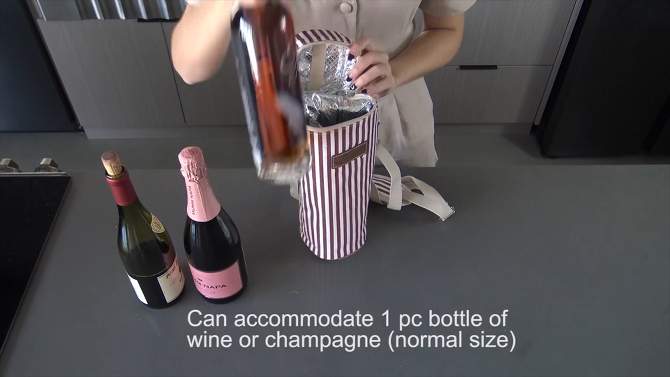 Single Wine Gift Bag, Portable Wine Cooler Bag, Insulated Bottle Carrier Tote, Wine Bag, Wine Lovers Essentials - Tirrinia™, 2 of 8, play video