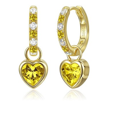 Molenia Heart Birthstone Drop Earrings for Women: 925 Sterling Silver hypoallergenic Huggie Dainty Jewelry Christmas Anniversary Birthday Gift for Mom