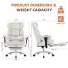 FURNIinspire Task and Office Chairs Pu Leather Home Office Computer Chair Swivel Desk Chair Comfy with Footrest, White, 28.34"*33.07"*47.63" - 3 of 4