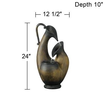 Mediterranean Aged Pottery Tabletop Water Fountain with Resin Construction