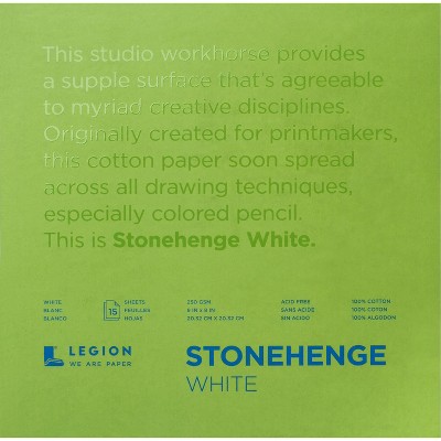 Stonehenge Paper Pad 8"X8" 15 Sheets/Pkg-White 90lb