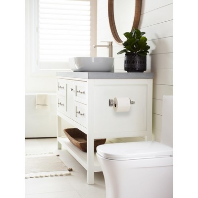 Brushed Nickel Pivoting Double Post Toilet Paper Holder