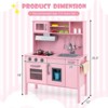 Costway Kids Kitchen Playset Wooden Pretend Play Chef Toy with Microwave & Accessories Pink/White - 3 of 4