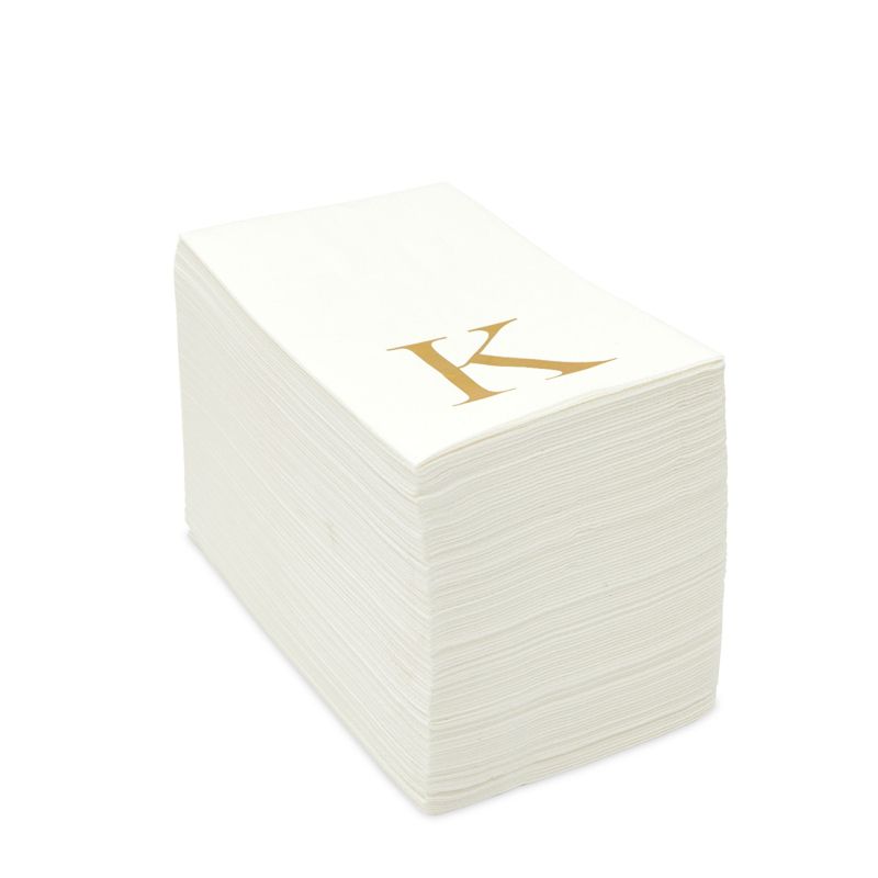 Sparkle and Bash 100 Pack Gold Foil Initial Letter K White Monogram Paper Napkins for Dinner Party, 4 x 8 In, 5 of 8