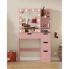 GustoWave Makeup Vanity Desk with Mirror & Lights, Girls Vanity Table with 4 Drawers, Small Dressing Table for Bedroom, Teens & Women - 2 of 4