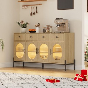 62 Inch Sideboard Buffet Cabinet with 4 Acrylic Doors & 3 Drawers, Adjustable Shelf Storage Cabinet for Dining Room, Living Room, Kitchen - 1 of 4