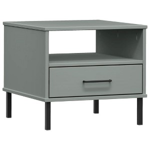 vidaXL Bedside Table with Metal Legs Gray Solid Wood Pine OSLO - 1 of 4