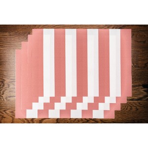 Lintex Linens 13"x19" Cabana Stripe 100% Textilene Placemat - Set of 4 - 1 of 3