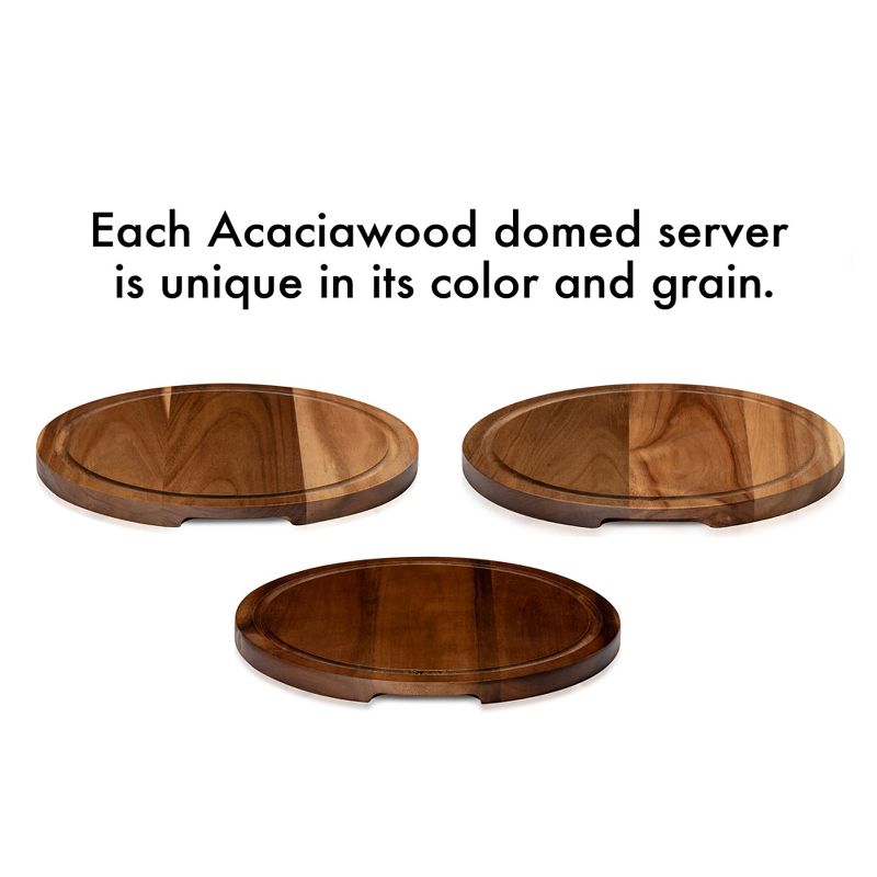 Libbey Acaciawood Flat Round Wood Server Cake Stand with Glass Dome, 4 of 11