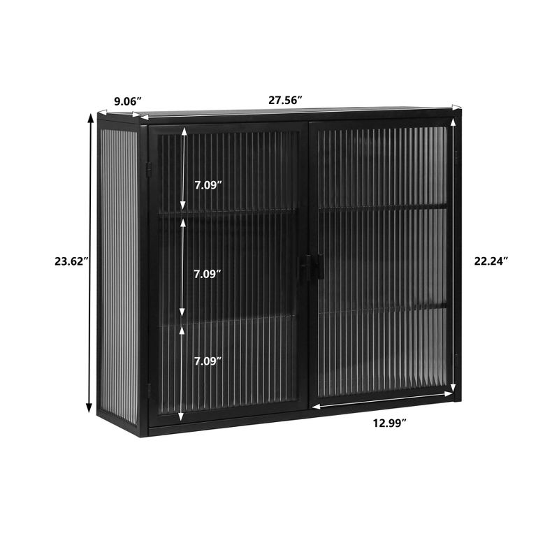 27.56" Modern 2 Glass Door Wall Cabinet with Triple Tier Storage - ModernLuxe, 3 of 11