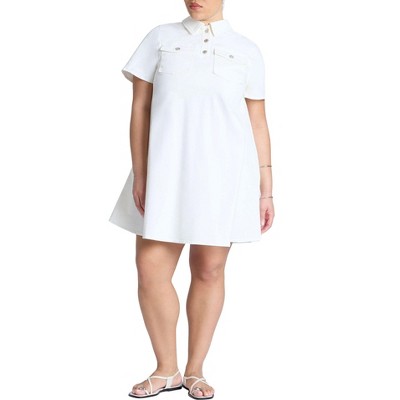 ELOQUII Women's Plus Size A-Line Denim Mini Dress