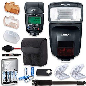 Canon Speedlite 470EX-AI Flash + Canon Case + Monopod + Rechargeable Batteries & Charger + 2x Battery Case + Accessory Bundle - 1 of 4