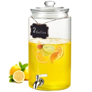 VEVOR Beverage Dispenser, 2 Gallon Drink Dispensers for Parties, Glass Juice Dispenser with Stainless Steel Spigot - 1 of 4