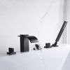 SUMERAIN Waterfall Roman Tub Faucet Black Deck Mount Bath Tub Filler with Hand Shower, High Flow - 2 of 4