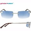 grinderPUNCH Small Slim 90's Popular Nineties Rectangular Sunglasses Clear Rimless Eyewear (Gold Frame - Brown) - 3 of 4