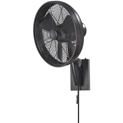15" Minka Aire Modern Industrial Indoor Outdoor Wall Fan Matte Black Plug In Wet Rated for Patio Exterior Porch Gazebo Garage Barn