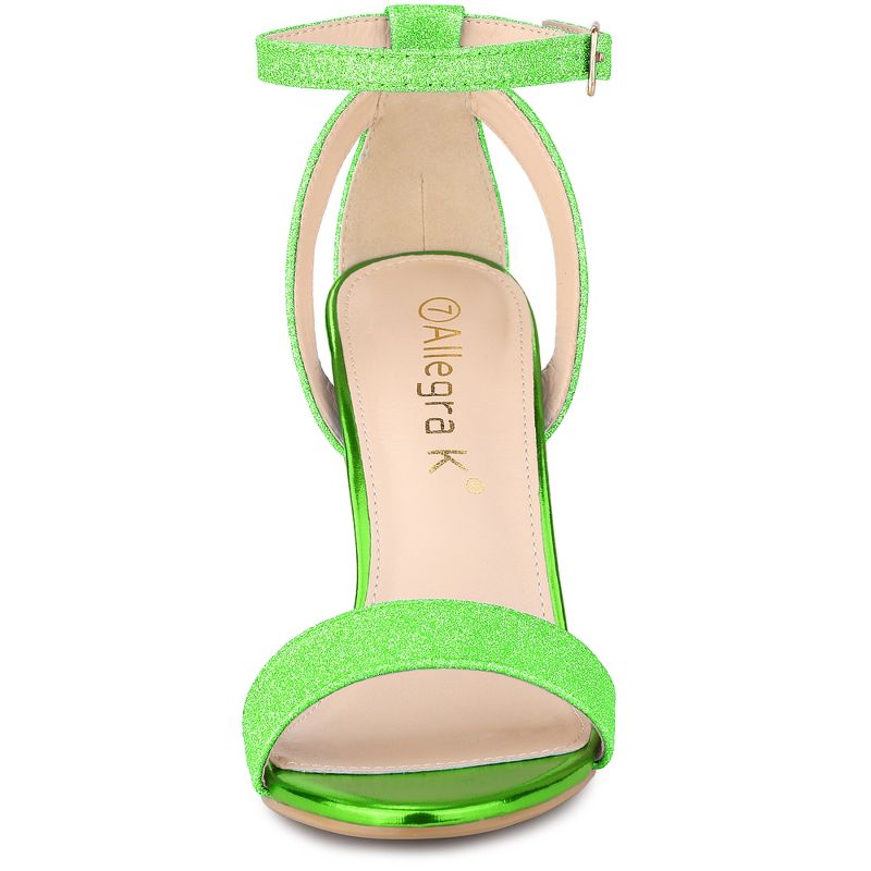 Allegra K Women's Glitter Ankle Strap Stiletto High Heel Sandals, 3 of 8