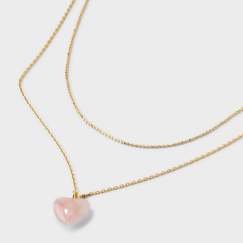 14K Gold Dipped Multi-Strand Stone Heart Pendant Necklace - A New Day™, 5 of 6