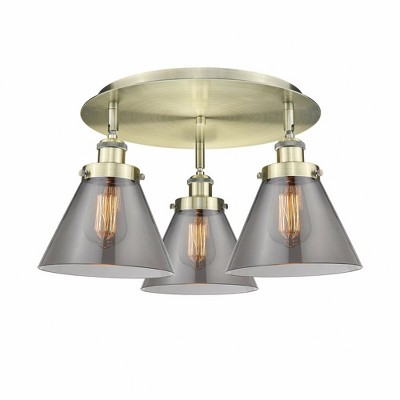 Cone - 3 Light Flush Mount In Art Deco Style-9.5 Inches Tall and 19.5 Inches Wide