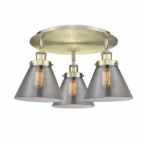 Cone - 3 Light Flush Mount In Art Deco Style-9.5 Inches Tall and 19.5 Inches Wide - 1 of 1