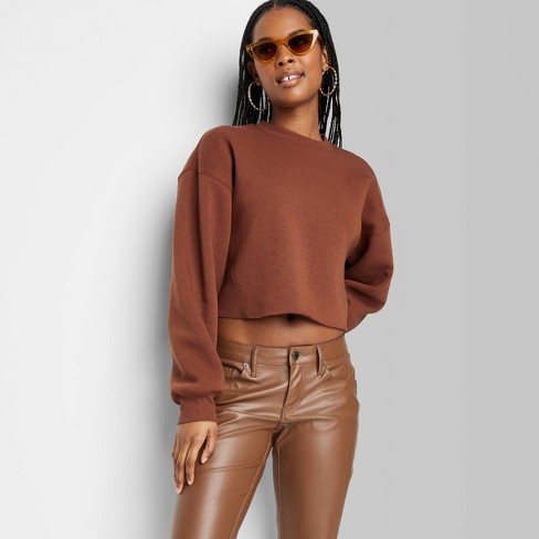 Women's Cropped Sweatshirt - Wild Fable™ Brown Xxs : Target
