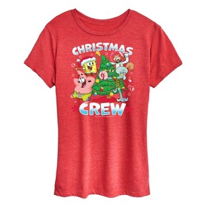 Women's - SpongeBob SquarePants - Christmas Crew Short Sleeve Graphic T-Shirt - 1 of 4