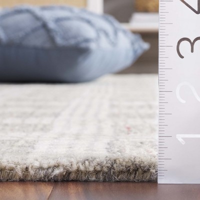 Ivory and Gray Hand-Tufted Wool Square Rug 72"
