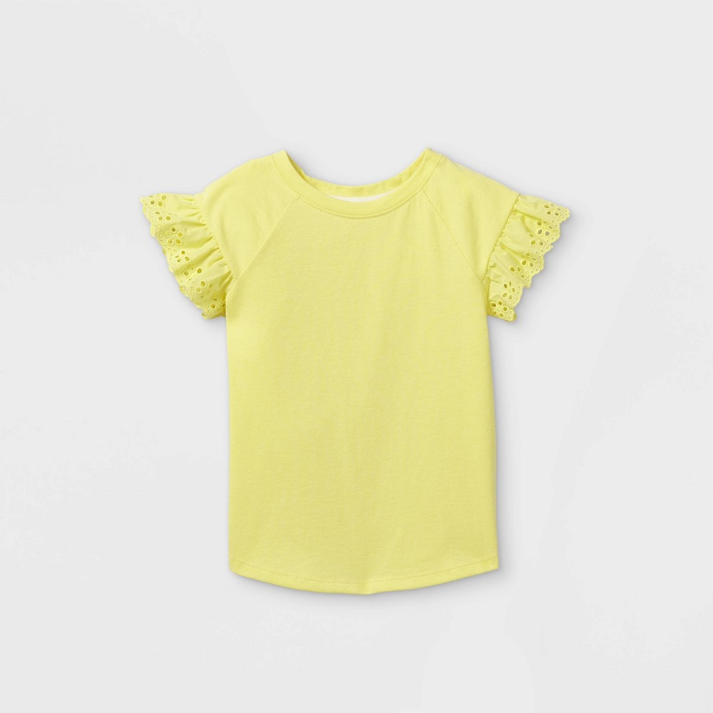 Toddler Girls' Eyelet Short Sleeve T-Shirt - Cat & Jack Light Yellow 3T