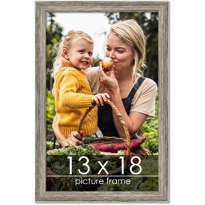 PosterPalooza | 13x18 Thin Barnwood Picture Frame, UV Acrylic, 2 Finishes - Grey and Black - 1 of 4