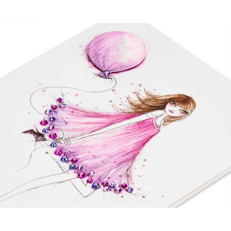 Fashion Girl with Balloon Card - PAPYRUS, 6 of 7