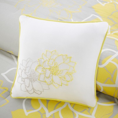 Madison Park 6pc Queen Victoria Floral Duvet Cover Set Yellow/Gray: Cotton Bedding with Embroidered Details — фото 5