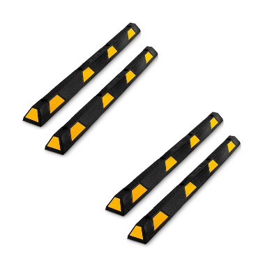 Pyle PCRSTP14X2 72 Inch Heavy Duty Rubber Car/Truck Vehicle Wheel Guide Stopper Stop Tire Block for Driveways, Parking Lot Spots, and Garages (4 Pack)