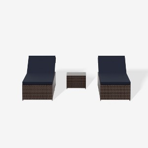 WestinTrends 3-Piece Outdoor Wicker Chaise Lounge Set with Side Table - 1 of 3