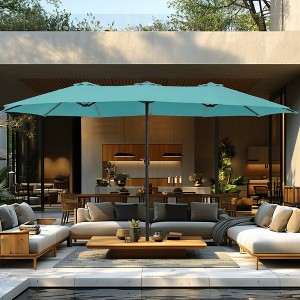 Captiva Designs 9'x15' Rectangular Outdoor Market Umbrella with Crank Handle - 1 of 4