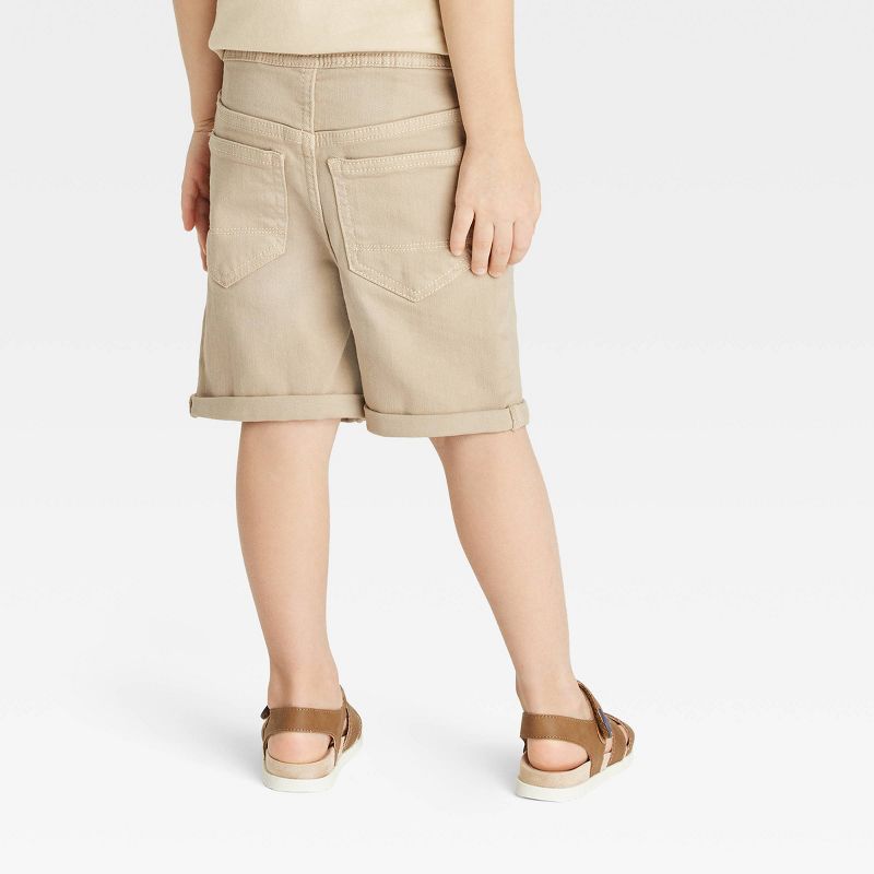 Toddler Boys' Rolled Hem Super Stretch Pull-On Shorts - Cat & Jack™ Khaki, 3 of 5