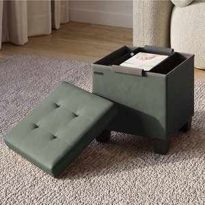 StorageBud Storage Ottoman for Bedroom End of Bed, Faux Leather Storage Bench, Large Storage Ottoman Bench, Entryway Bench with Storage - 1 of 4