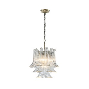 ALOADECOR Mid-Century Modern Chandelier Clear Art Glass Pendant Light In Antique Bronze Finish For Dining Room Foyer Bedroom - 1 of 4