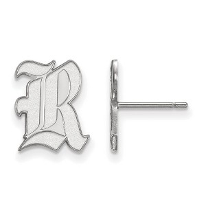 Black Bow Jewelry 10k White Gold Rice Owls NCAA Post Earrings - 1 of 3