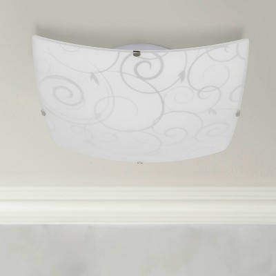 Modern White Glass Square Flush Mount Ceiling Light