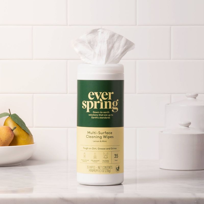Lemon &#38; Mint Multi-Surface Cleaning Wipes - 35ct - Everspring&#8482;, 3 of 8