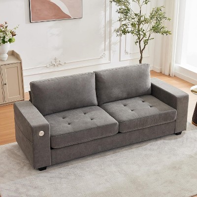 90" Oversized Cloud Couch, 114 Pounds Mid Century Chenille Sofa, No Assembly Required & Deep Seat,with USB Charging Ports & Side Pockets