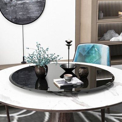 Bencmate Coffee Tables Round Glass Tabletop Modern Square Design For Living Room, Office, Tabletop Only, Black, 35.83"*35.83"*0.47"